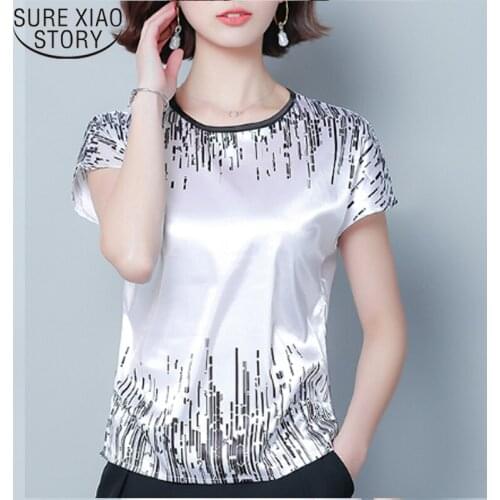 2021 Summer Office Lady Short Shirts O-neck Loose Women Regular Blouse Top Casual Shirts Women Plus Size Tops 3816 50