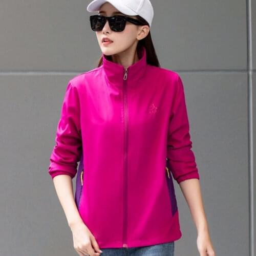 Spring Autumn Jacket Womens Sports Windbreaker Thin Double-layer Shirt Baseball Uniform Sunscreen Workwear Outdoor Jacket Tide