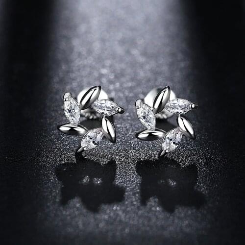 Wholesale Elegant Pure 925 Sterling Silver Cubic Zircon Multi- Drill Stud Earrings For Women Christmas Gifts Jewelry