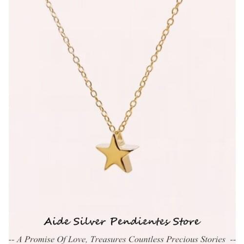 AIDE 925 Sterling Silver Star Lightning Pendant Necklaces For Women Charm Chain Choker Stackable Gold Necklace Fine Jewelry