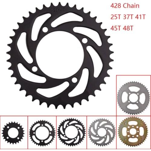 25T/37T/41T/45T/48T Motorcycle Chain Sprockets Rear Back Sprocket Cog For 428 Chains 110cc 125cc 140cc Dirt Pit Bike ATV Go-kart