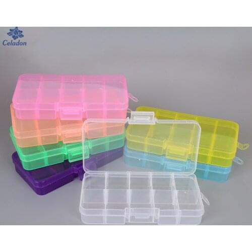 1Pcs 10 Slots DIY Adjustable Organizer Box 7 Colors Transparent Color Splittable Plastic Storage Boxes For small objects
