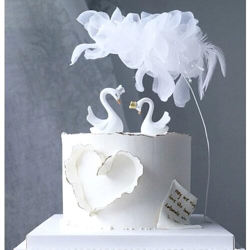 1Pc Cute Feather Garlands Cute Angel Wing Cake Topper For Baby Shower Birthday Party Decoration Romantic Wedding Cake Decoration