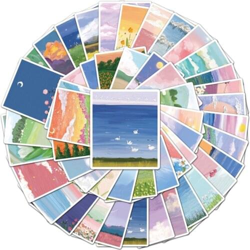 10/50pcs Landscape Oil Painting VSCO Stickers Waterproof Vinyl Stickers for Kids Laptop Phone Toy Computer Motorcycle Decals