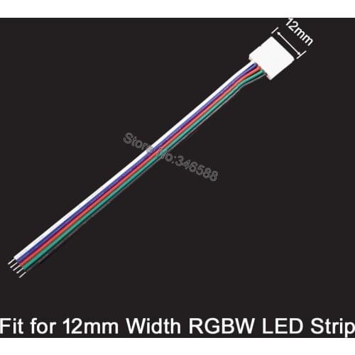 10x 5-pin 5Pins 12mm Width 1-Way Solderless Strip to Controller Easy Snap Down PCB Connector with 10cm Wire for 12mm RGBW Strip