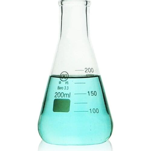 200ml, Erlenmeyer Flask,Lab Borosilicate Glass Chemistry Conical Bottle Narrow Mouth