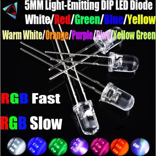 50pcs 12 colors 5mm LED Diode Kit 3V Set Warm White Green Red Blue Yellow Orange Purple UV Pink RGB FAST SLOW infrared IR