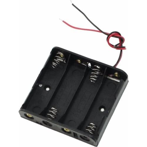 600pcs/lot MasterFire Black Hard Plastic Battery Storage Holder Box Case Cover For 4 X AA Batteries With 6'' Wire Leads