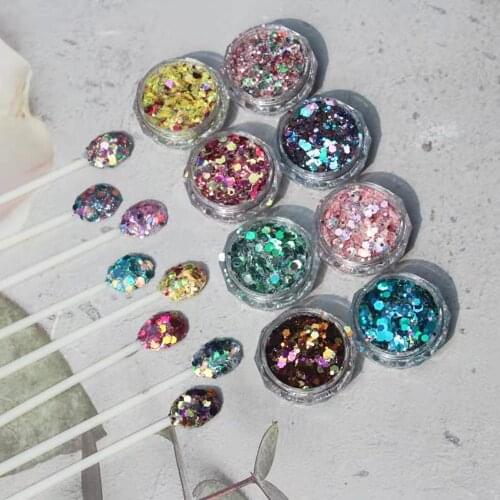 8 bottle/set Super Shiny Laser Bright Starlight Nail Art Glitter Flakes Korean Mixed Hexagon Shape INS Style Nail Sequins TG#26