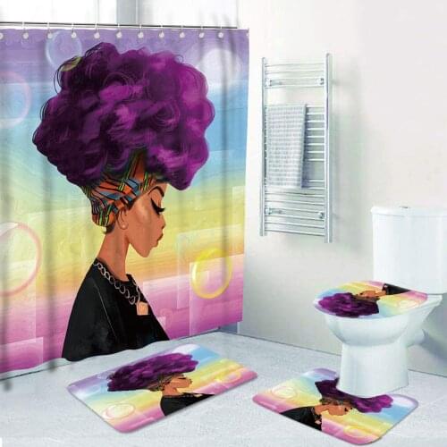 W Pattern Printed Shower Curtains for Bathroom Merry Christmas Bath Mat Anti-slip Carpet Toilet Partition Rug Home Decor