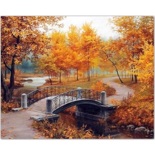 5D DIY Diamond painting Forest landscape Full Square Diamond mosaic Bridge scenery Full Round Diamond embroidery Cross stitch