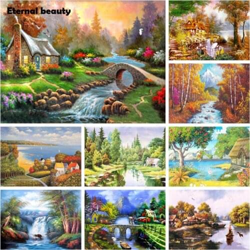 Diamond Painting Landscape Scenery Cross Stitch Kits Full Square Round Diamond Embroidery Mosaic Paintings Home Decor Handmade