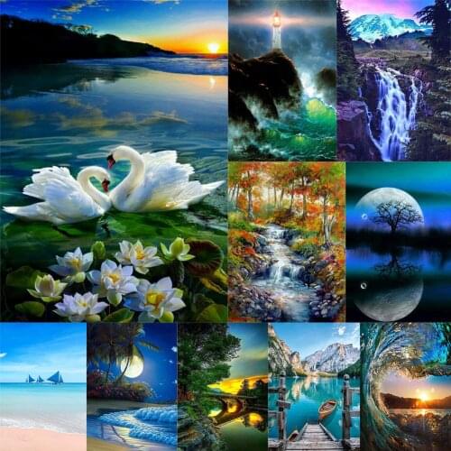 Diamond Painting Cross Stitch Landscape 5D DIY Full Square Drill Embroidery Painting Scenery Rhinestone Mosaic PictureHome Decor