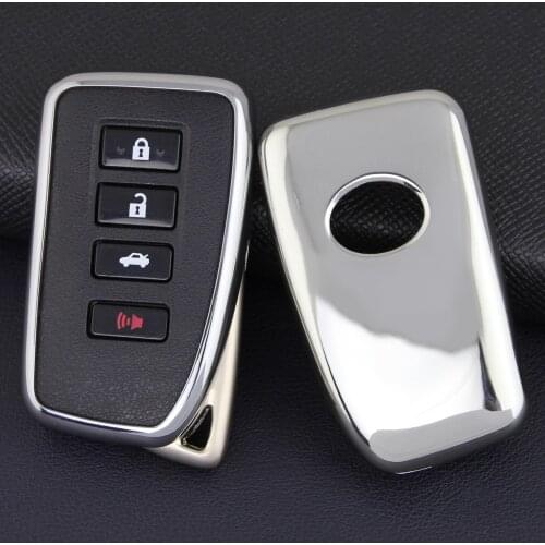 Car Key Case Cover Fob Holder For Lexus IS ES NX RX GS LX RC 2/3/4 Buttons TPU Soft Silver