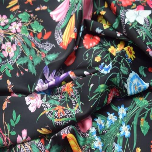 Black white 2 colors The garden digital painting satin plush fabric for dress cheap fabrics tissu au meter shabby chic DIY china