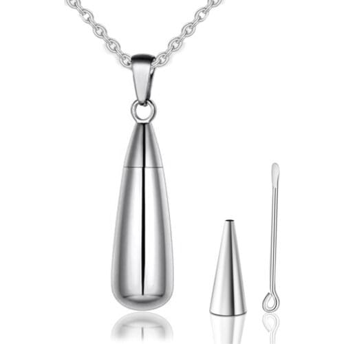Men Womens Teardrop Urn Necklace Keepsake Ashes Cremation Stainless Steel Memorial Pendant Waterproof Jewelry Dropshipping