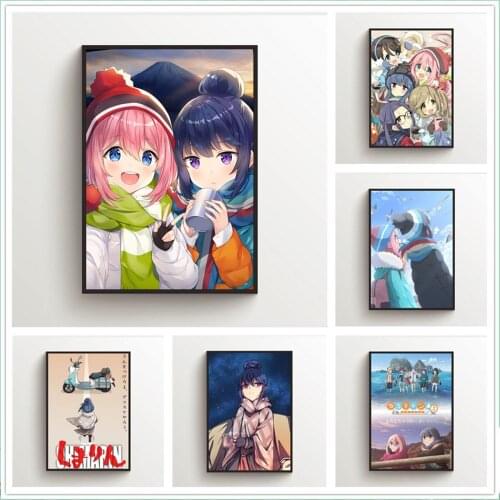 WTQ Canvas Painting Anime Posters Laid-Back Yuru Camp Rin Shima Nadeshiko Wall Decor Wall Art Picture for Living Room Decor