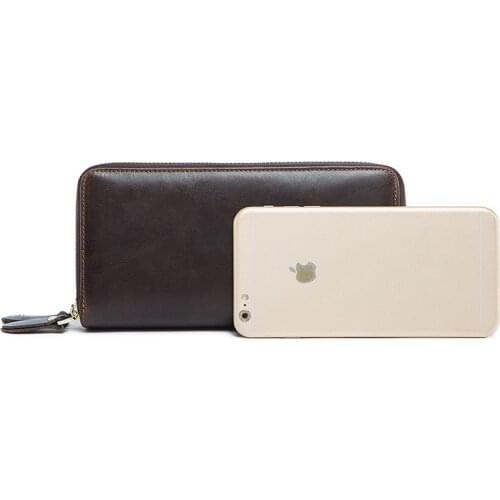New Brand Classic Real Leather Mens Wallet Brown Money Credit Card Purse Multi-Card Long Business Male Clutch Phone Bag Men