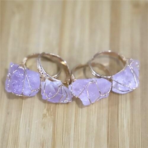 6PCS New Fashion Mix and Match Simple Natural Stone Ring for Women Girl Accessories Jewelry Wholesale