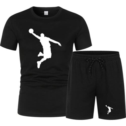 Summer Mens Brand Sportswear Shorts Set Short Sleeve Breathable Grid T-Shirt and Shorts Casualwear Mens Basketball Training