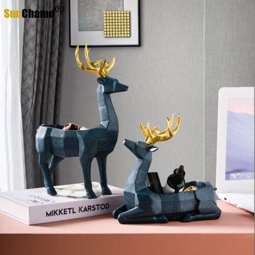 Nordic Creative Elk Ornaments, Simple Decorations In The Living Room, Light Luxury Storage Ornaments, Home Resin Crafts