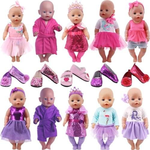 Reborn Doll Baby Clothes For Baby New Born Four-Piece Crown Wafer Mermaid&Flamin Skirt For 18 Inch&43 Cm For Girl Toy Gift