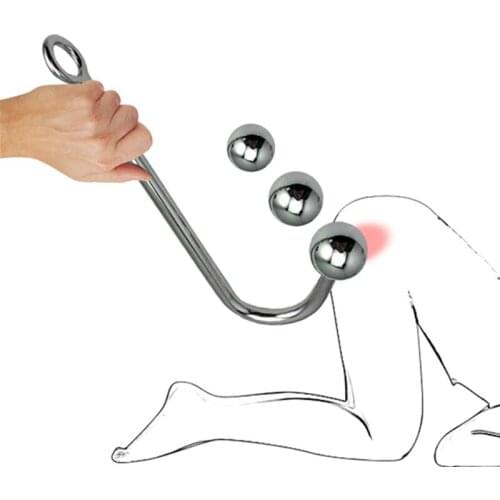 Small medium large round ball head choose metal anal hook butt plug dilator alluminum alloy prostate massager sex toy for male