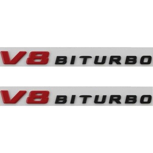 Matte Red Black Letters for V8 BITURBO Fender Emblem Emblems Badges for Mercedes Benz AMG