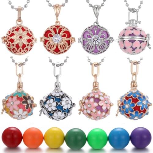 Mexico Chime Music Angel Ball Caller Locket Necklace Vintage Pregnancy Necklace Daisy Flower Locket Pendant Necklace Accessories