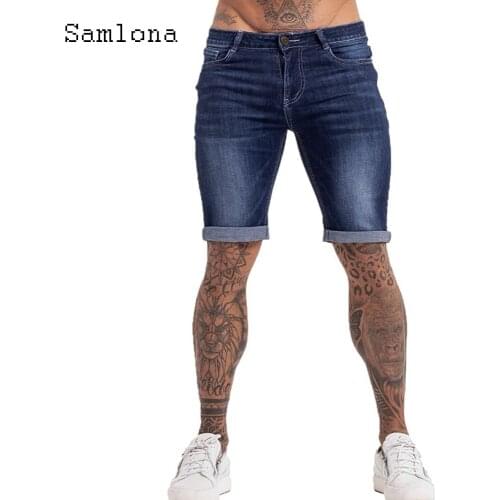 Men Skinny Denim Shorts Sexy Leisure Jean Half Pants with Pocket Western Style 2021 Casual Blue Demin Short Jeans Male Clothing