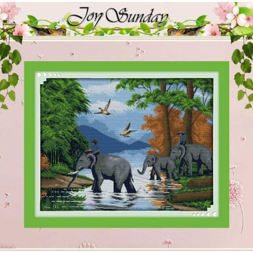 Elephants Patterns Counted Cross Stitch 11CT 14CT Cross Stitch Set Wholesale Animals Cross-stitch Kit Embroidery Needlework