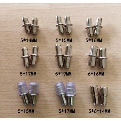 200Pcs/Lot Nickel Shelf Supports With 5mm 6mm Pin Studs Cabinet Support Divided Pin Shelf Rest Glass Sleeve