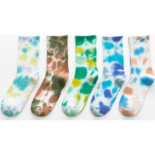 Unisex Socks 2021 New Fashion Tie-Dye Crew Socks Cotton Носки Женские Breathable Cotton Colorful Novelty Fashion Men Sports Sock