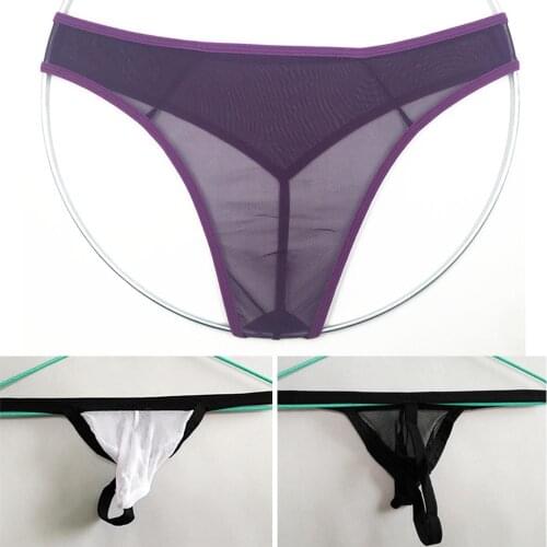 New Fashion Mens Micro Thong Underwear See Through Mini G-Strings Pouch Breathable Briefs Underwear Transparent Elastic Briefs