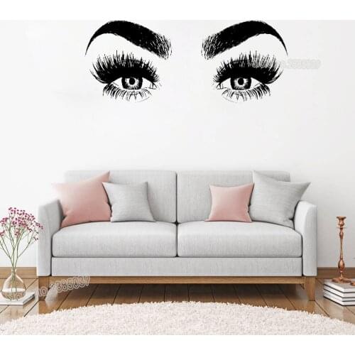 New Arrivals Eye Eyelashes Wall Decal Art Vinyl Home Wall Decor Large Lashes Eyebrows Wallpaper Diy Removable Wall Sticker LC147