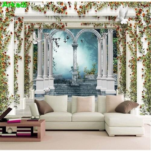 European landscape 3D fantasy Roman column TV background wallpaper wallpaper living room sofa wedding bedroom wallpaper