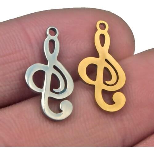 5pcs Stainless Steel Gold Charm Diy Necklaces&Keychain Fashion Collar Men&Women Vintage Musical Note Pendants Jewelry Making