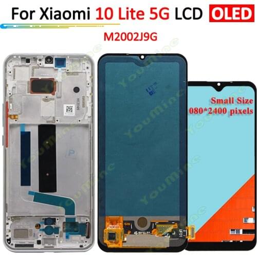 OLED For Xiaomi Mi 10 Lite 5G LCD Display Touch Screen Digitizer Assambly with frame For Xiaomi 10 lite M2002J9G LCD