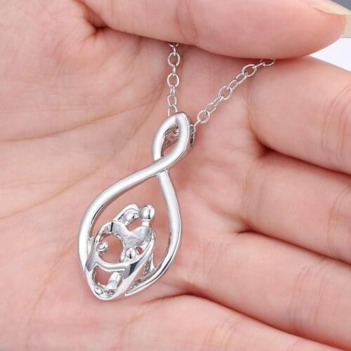 Bespmosp Family Loving Parents With Two Children Trendy Pendant Necklace Jewelry Knot Dad Mom Girls Son Daughter Women