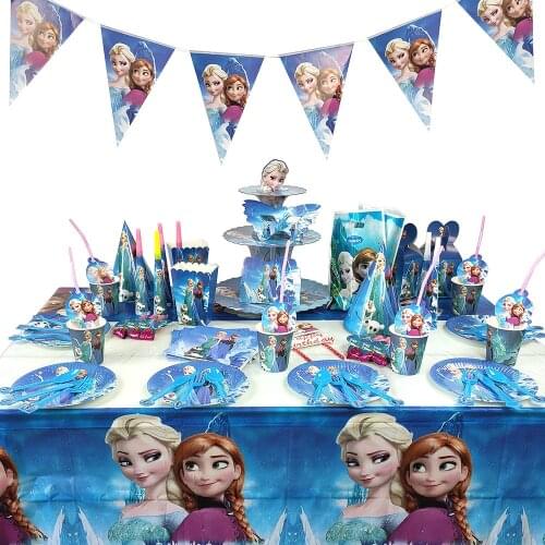 Disney Frozen Aisha Party Decoration Supplies Children Flag Banner Cartoon Cake Decor Celebrate Birthday Christmas Festival Set