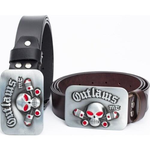 Cowhide Trend Hot Sale Mens Leather Belt Skull Belt Buckle Personality Classic Retro Belt Cross-border Pants Belt