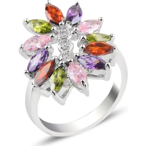 Silver 925 Sterling Mixed Zircon Ring