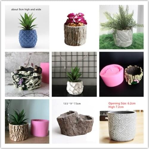 Tree Root Bark Flowerpot Molds for Concrete Flower Pot Vase Making DIY Silicone Garden Decorating Cement Planter Mould