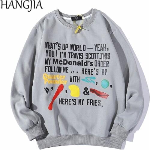 Travis Scott Hip Hop Letters Printed Hooded Sweatshirts Men Plus Velvet Pullovers Sweatshirt Women Loose Casual Fleece Hoodie