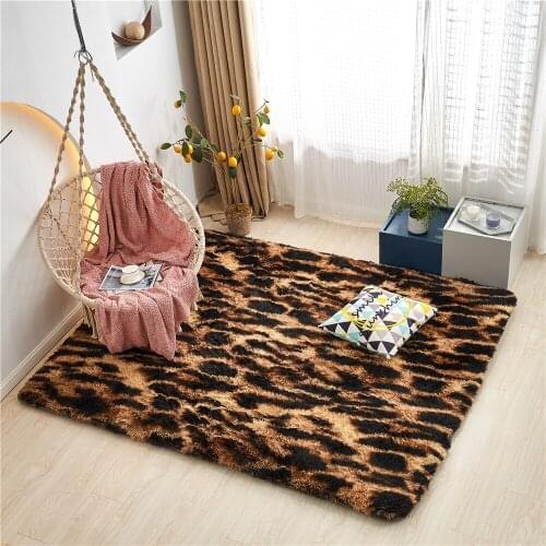 Tie Dye Faux Fur Area Rug Rectangular Soft Shaggy Fluffy Floor Mat Living Room Carpet Multi-Color Plush Fuzzy Decorative Carpet