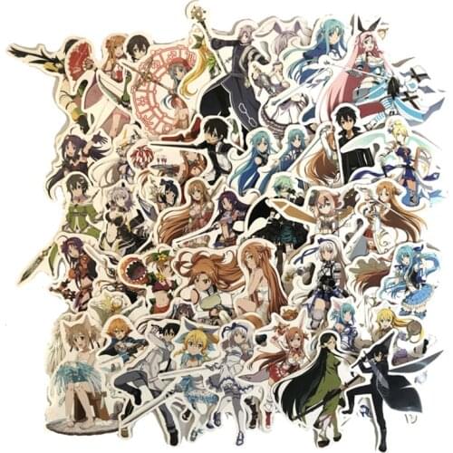 TD ZW 50PCS Sword Art Online Cartoon Stickers for Laptop Luggage Bottle Guitar Bicycle Decorative Decal Graffiti Anime Stickers