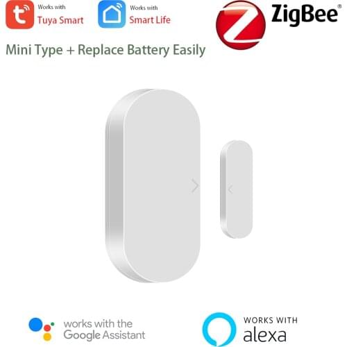 Tuya Smart ZigBee Door Sensor Alexa Google Open Close Status Window Sensor APP Alarm Notifications CR2032 Battery Built-In
