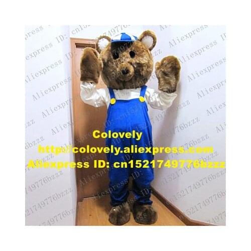 Vivid Brown Bear Mascot Costume Mascotte Ursus Arctos Adult Size With Small White Blue Cap Black Round Eyes No.2515 Free Ship