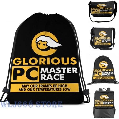 Funny graphic print shoulder Bags women Glorious PC Gaming Master Race Single shoulder backpack travel for men Gym Bag