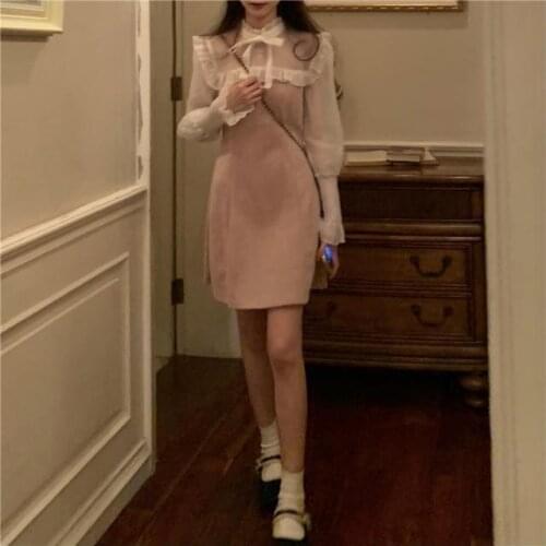 Dresses for Women Womens Autumn and Winter Clothing Delicate Girl Sense Stitching Dress Vestido De Mujer Femme Robe